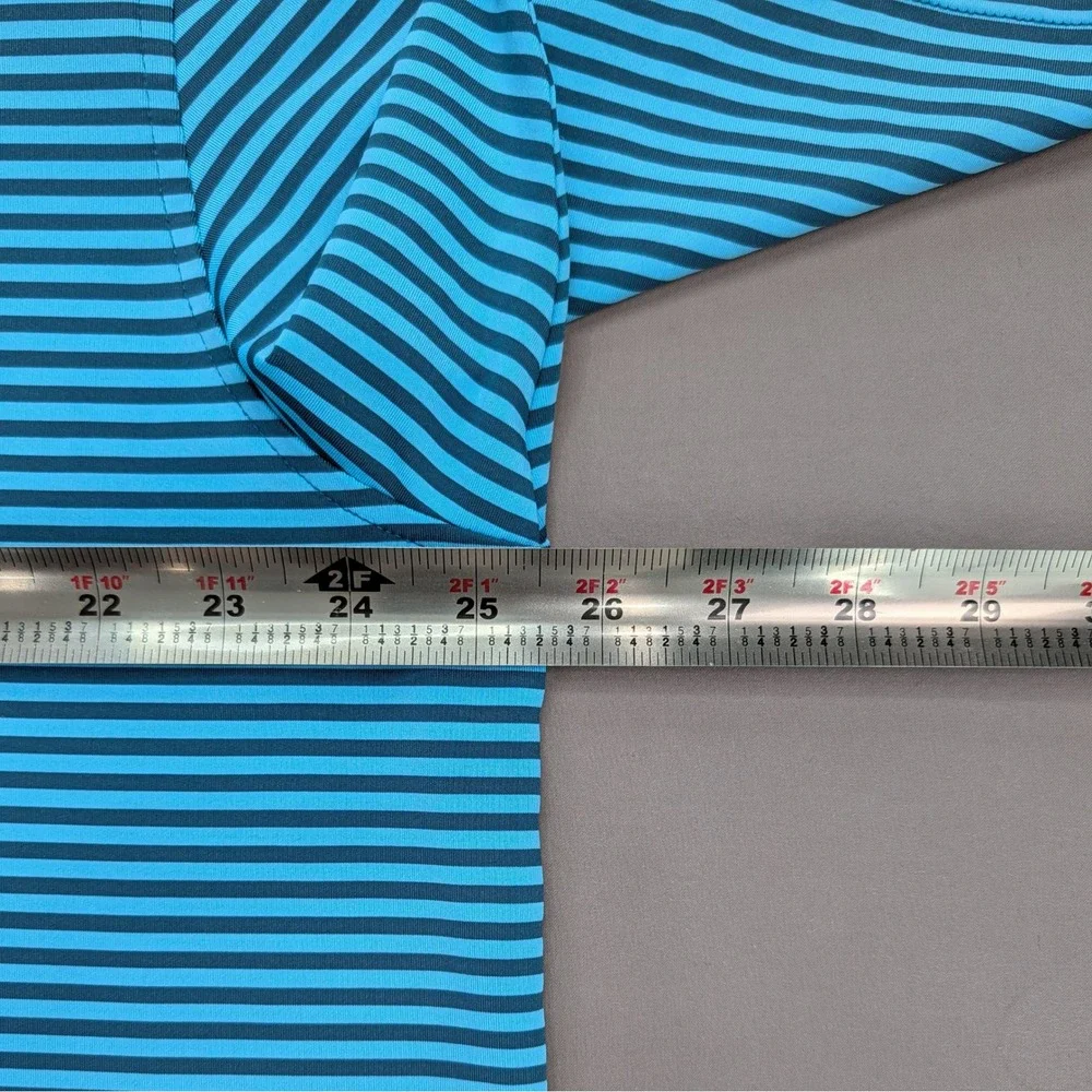 Peter Millar Summer Comfort Polo XL Blue Teal Stripe Golf Performance